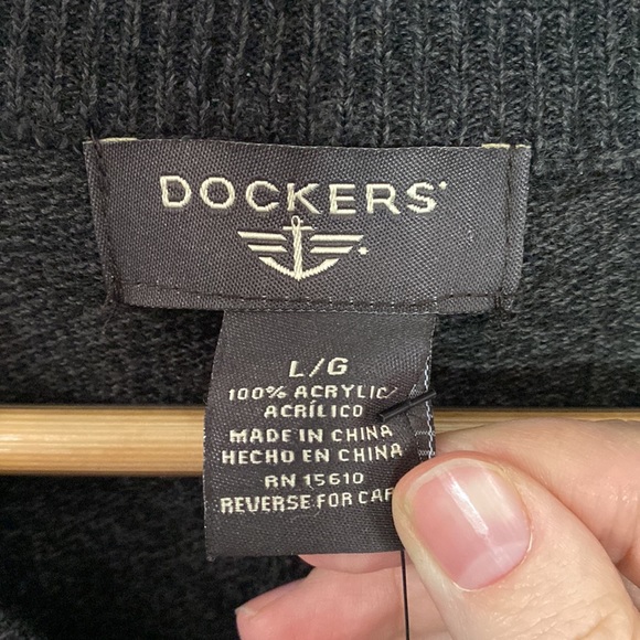 Dockers extra soft gunmetal multi patterned sweater grandpa vest size L - Picture 7 of 9